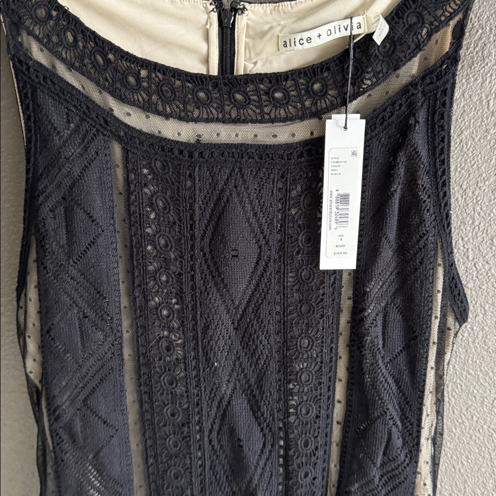 Alice + Olivia Black Lace Mini Dress - Picture 3 of 8